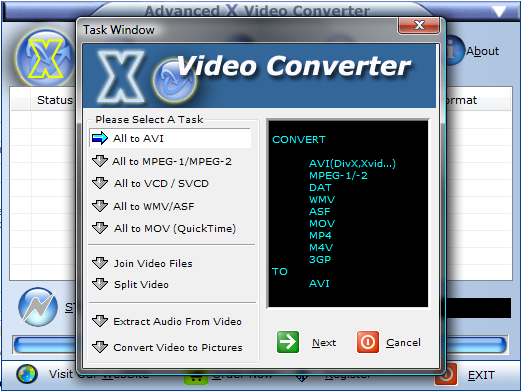 Скриншот Advanced X Video Converter 6.2.0