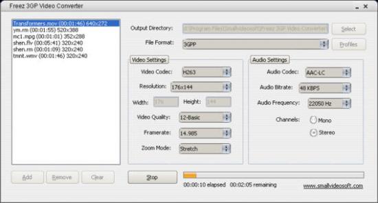 Скриншот Freez 3GP Video Converter 2.0