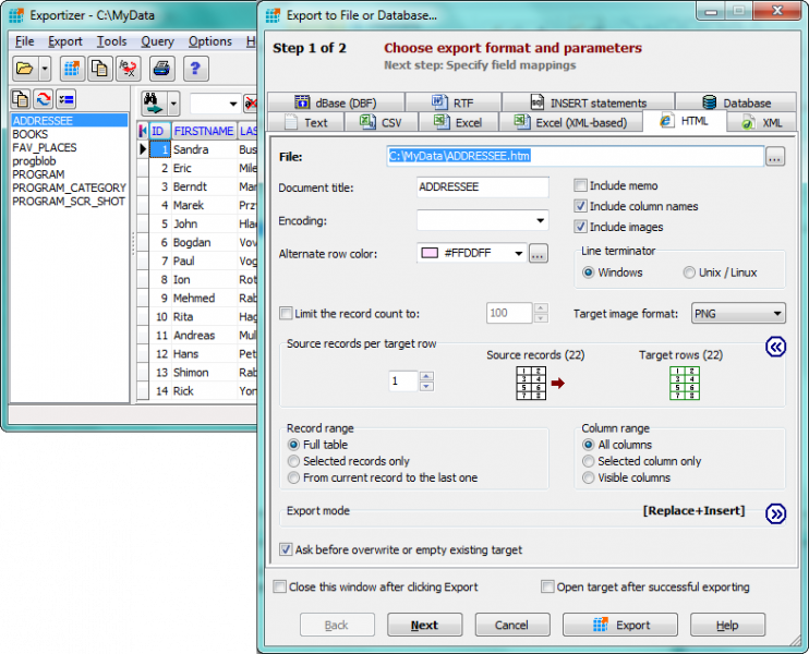 Скриншот Exportizer Pro 6.3.0