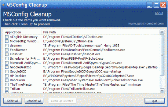 Скриншот MSConfig Cleanup 1.5