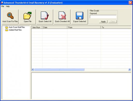 Скриншот Advanced Thunderbird Email Recovery 1.0