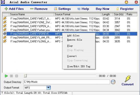 Скриншот Arial Audio Converter 3.2