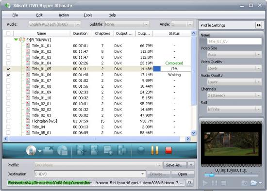 Скриншот Xilisoft DVD Ripper Standard 7.8.1