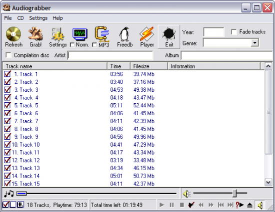 Скриншот Audiograbber 1.83.1
