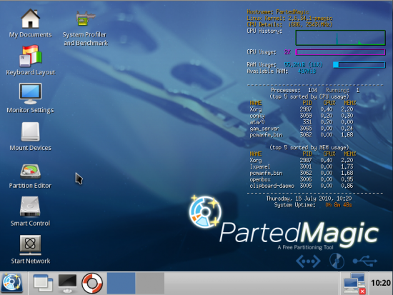 Скриншот Parted Magic 4.6 RC1