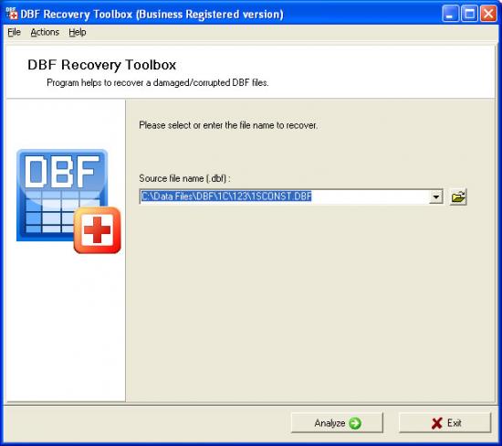 Скриншот DBF Recovery Toolbox 1.1.7