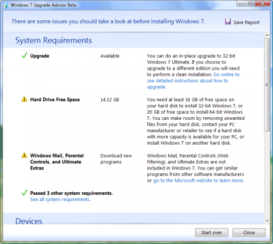  Windows 7 Upgrade Advisor 1.0 Beta