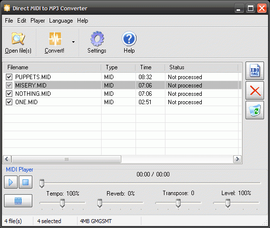  Direct MIDI to MP3 Converter 7.0