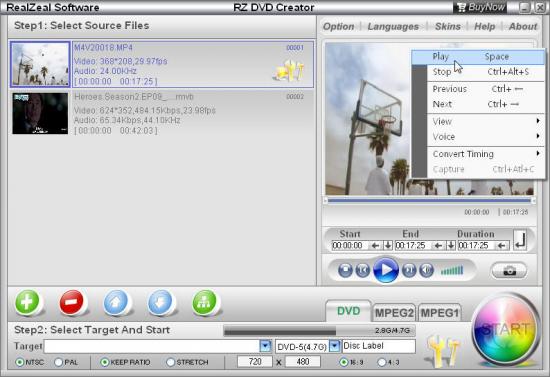 Скриншот RZ DVD Creator 3.20