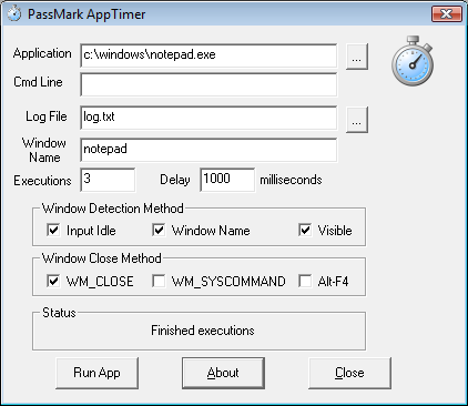 Скриншот PassMark AppTimer 1.0.1006