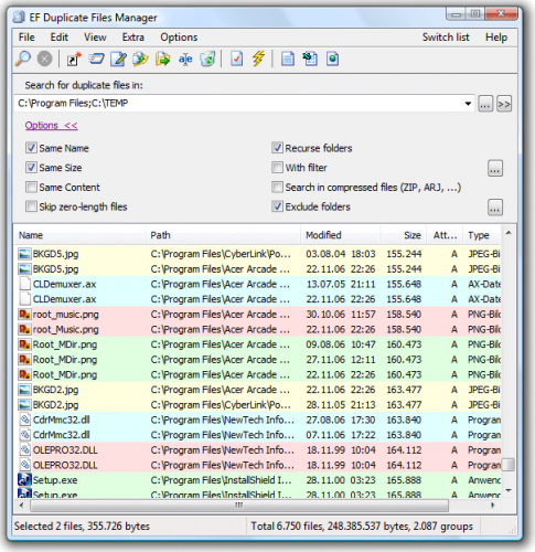 Скриншот EF Duplicate Files Manager 18.06