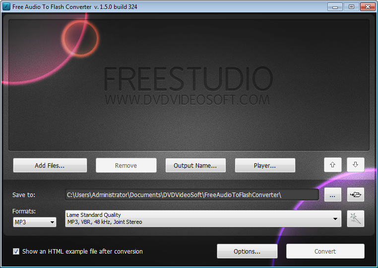 Скриншот Free Audio to Flash Converter 5.0.99.823