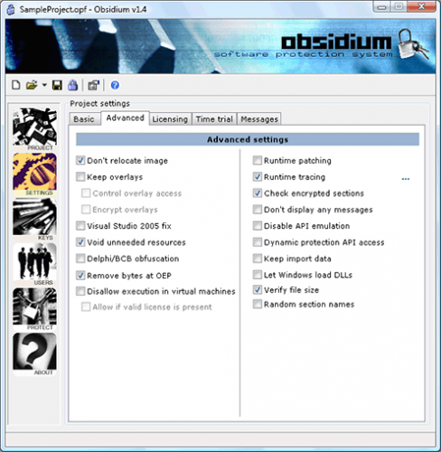 Скриншот Obsidium 1.6.5.8